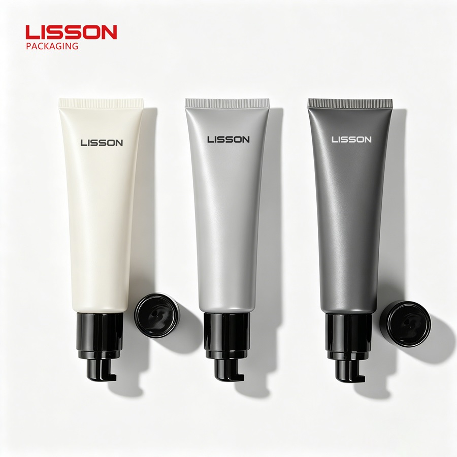 Cosmetic Airless Pump Squeeze Tube With Plating Cap