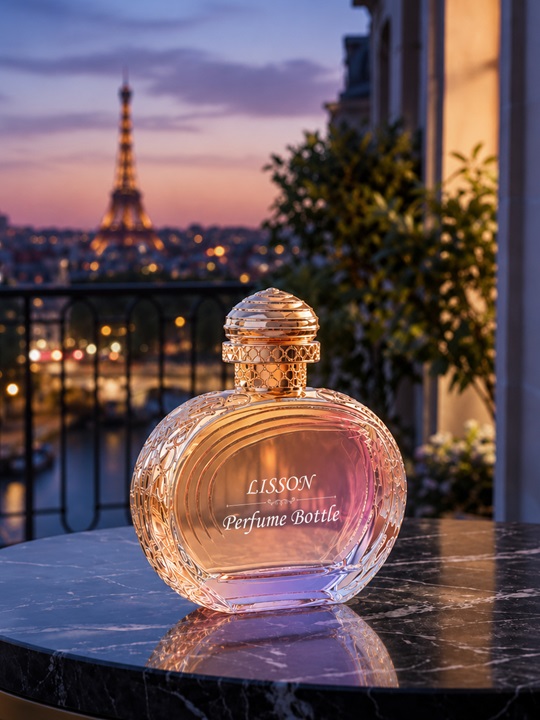 Rococo-Style Embossed Glass Perfume Bottle
