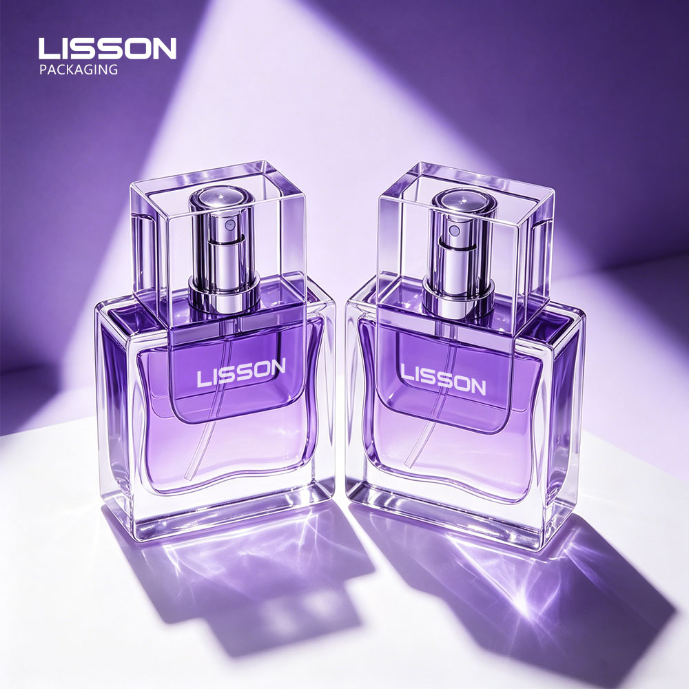 15ml 30ml flat square purple gradient perfume glass bottle