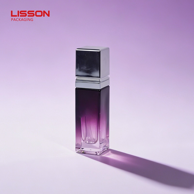 Square Glass Bottle with Metallic Cap
