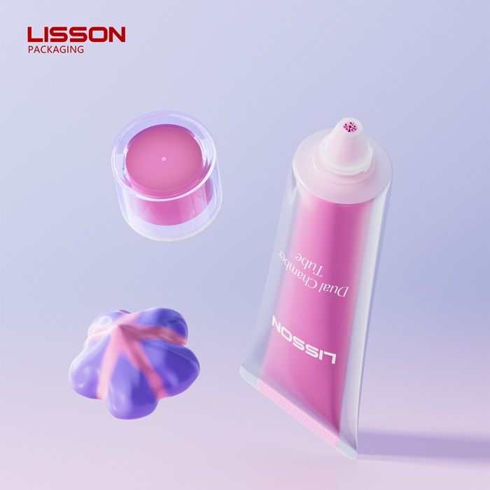 Dual Chamber Cosmetic Tube with Flower Shape Outlet