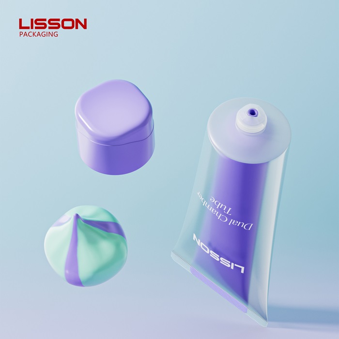 Dual Chamber Cosmetic Tube with 4-Hole Tube Outlet