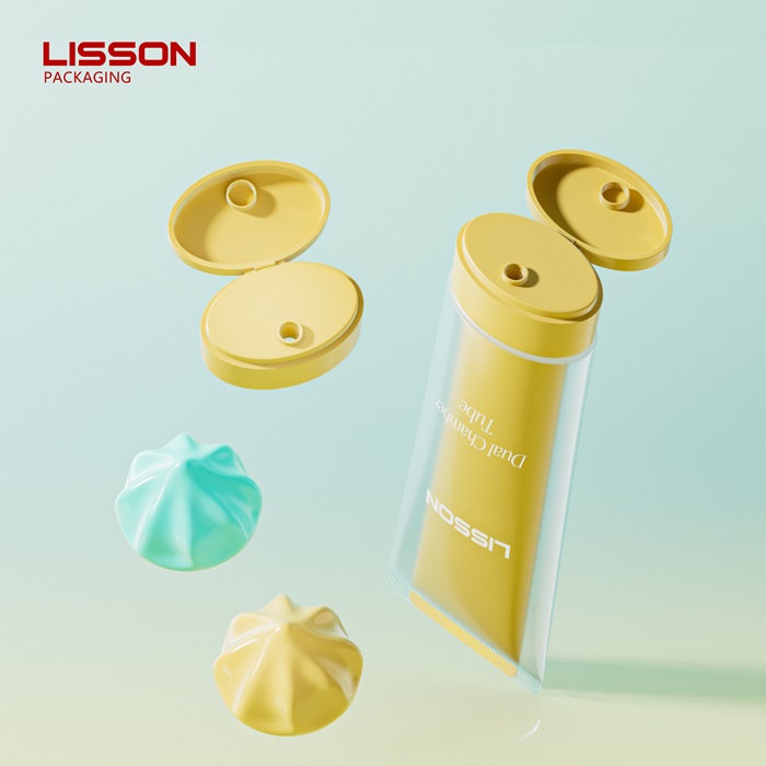 Dual Chamber Cosmetic Tube with Flip Top Cap