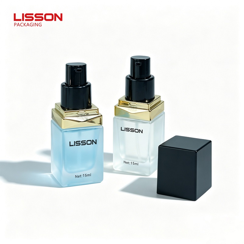 15ml Frosted and Clear Glass Foundation Bottles with Pump