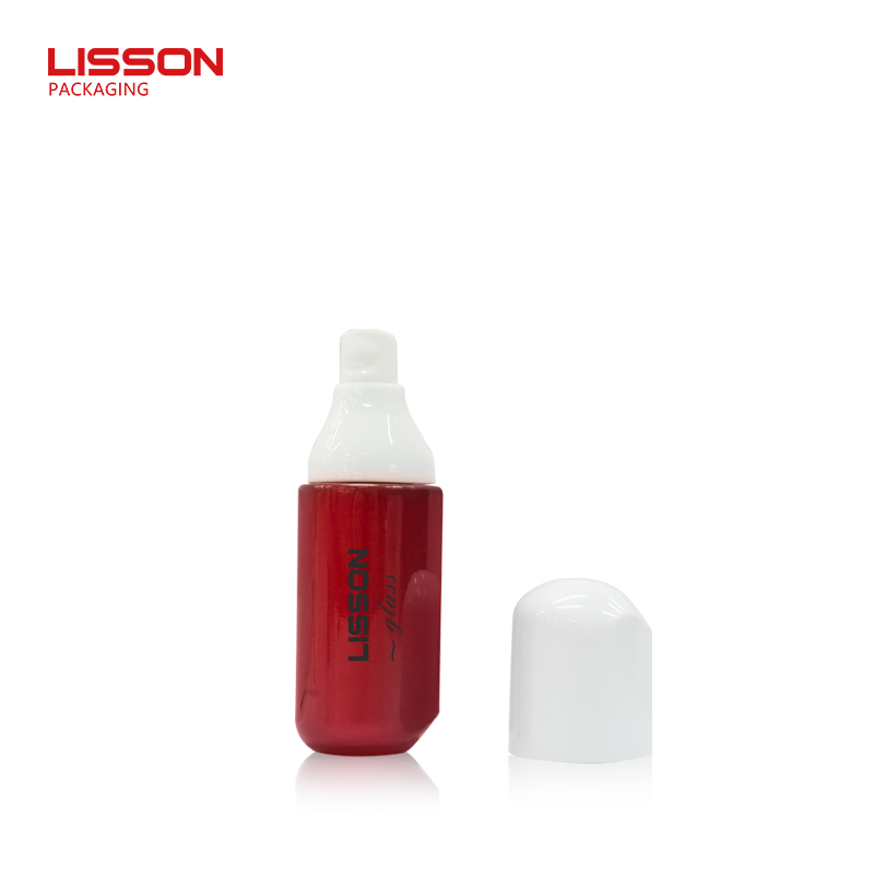 35ml Red Glass Serum Bottle with Precision Applicator Nozzle and White Cap