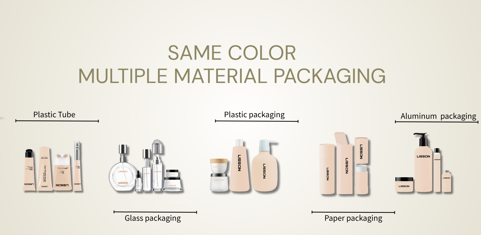 Same Color Multiple Material Cosmetic Packaging