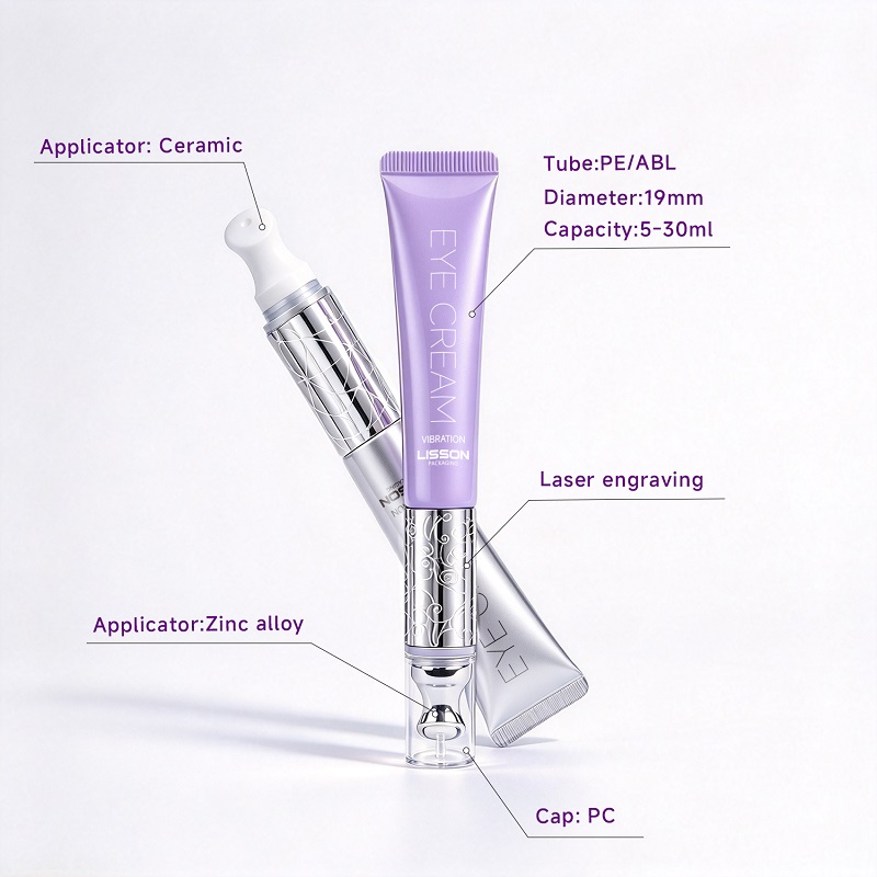Cosmetic squeeze tube with massager