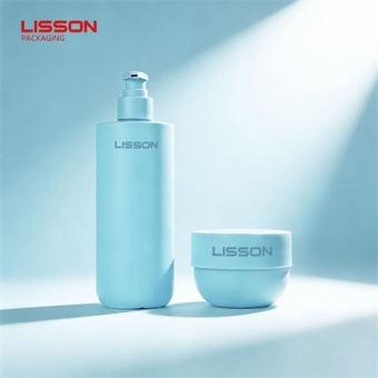 مجموعة عبوات زجاجات مستحضرات التجميل الصديقة للبيئة باللون الأزرق غير اللامع من البولي بروبيلين/البولي إيثيلين